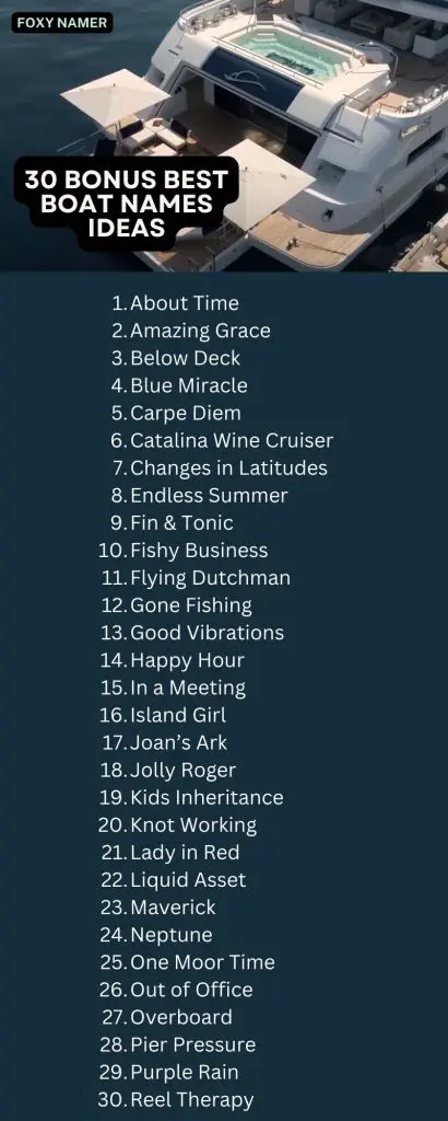 30 Bonus Best Boat Names Ideas