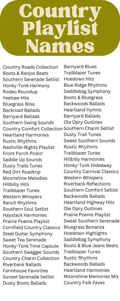 Country Playlist Names