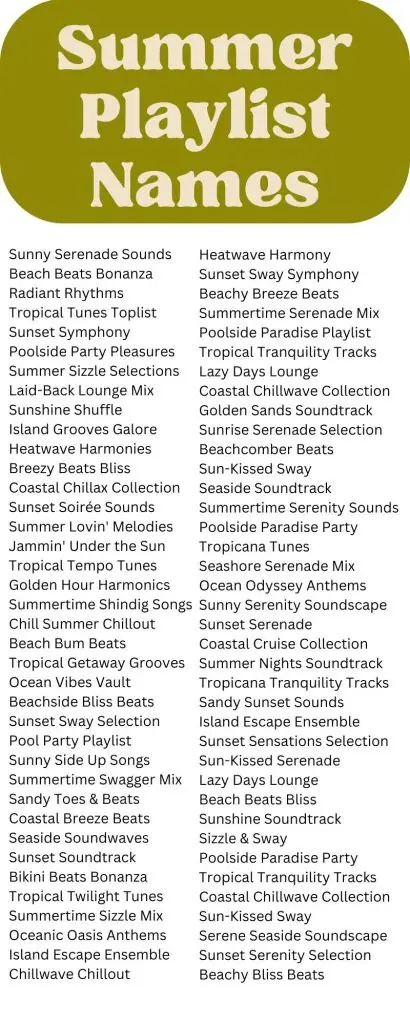 Summer Playlist Names